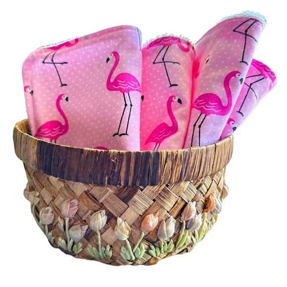 Hand Crafted Other - Hand Crafted Eco Friendly Pink Flamingos Reusable 100% Cotton Un Paper Towels